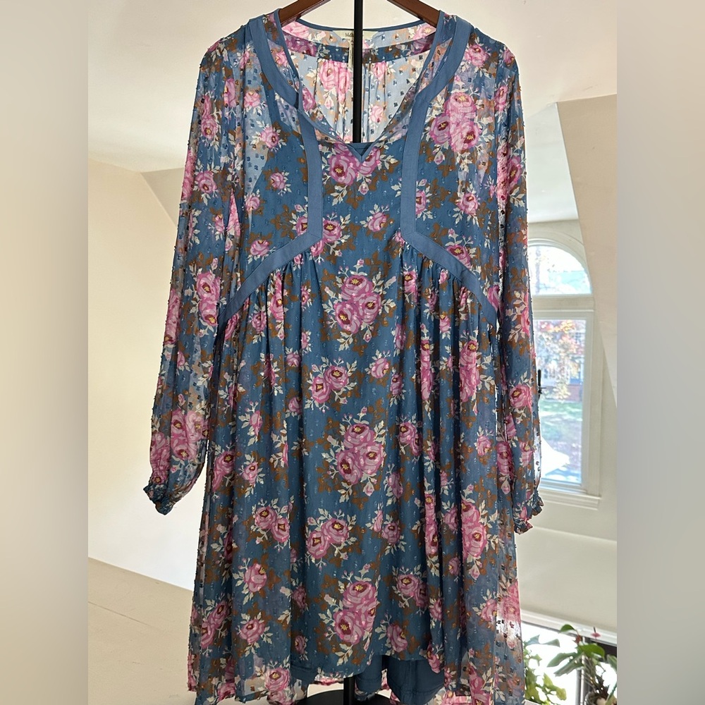 Matilda Jane Blue and Pink Floral Long Sleeve Dress